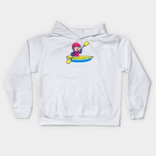 Cute People Playing Kayak Kids Hoodie